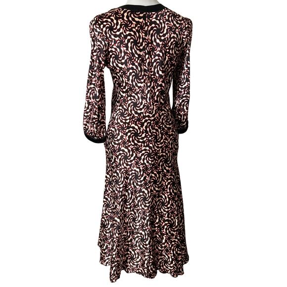 Y2K Silk Abstract Print Dress – Black Red Cream, Size M - Picture 3 of 5